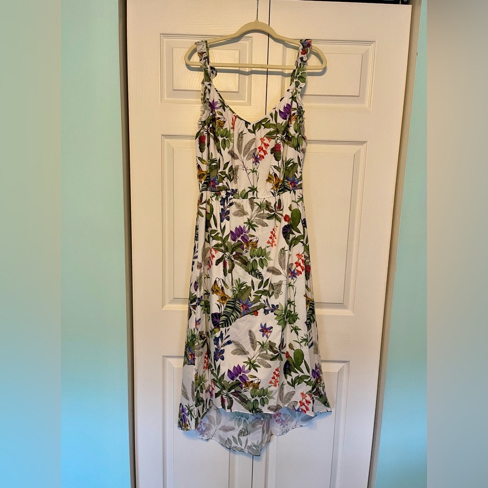Ivanka Trump Floral White Sundress with Tropical Print